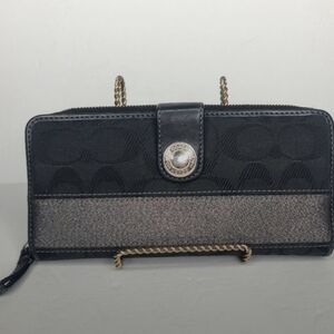 Coach EUC!  Legacy Signature Stripe Snap Front And Zip Around Wallet